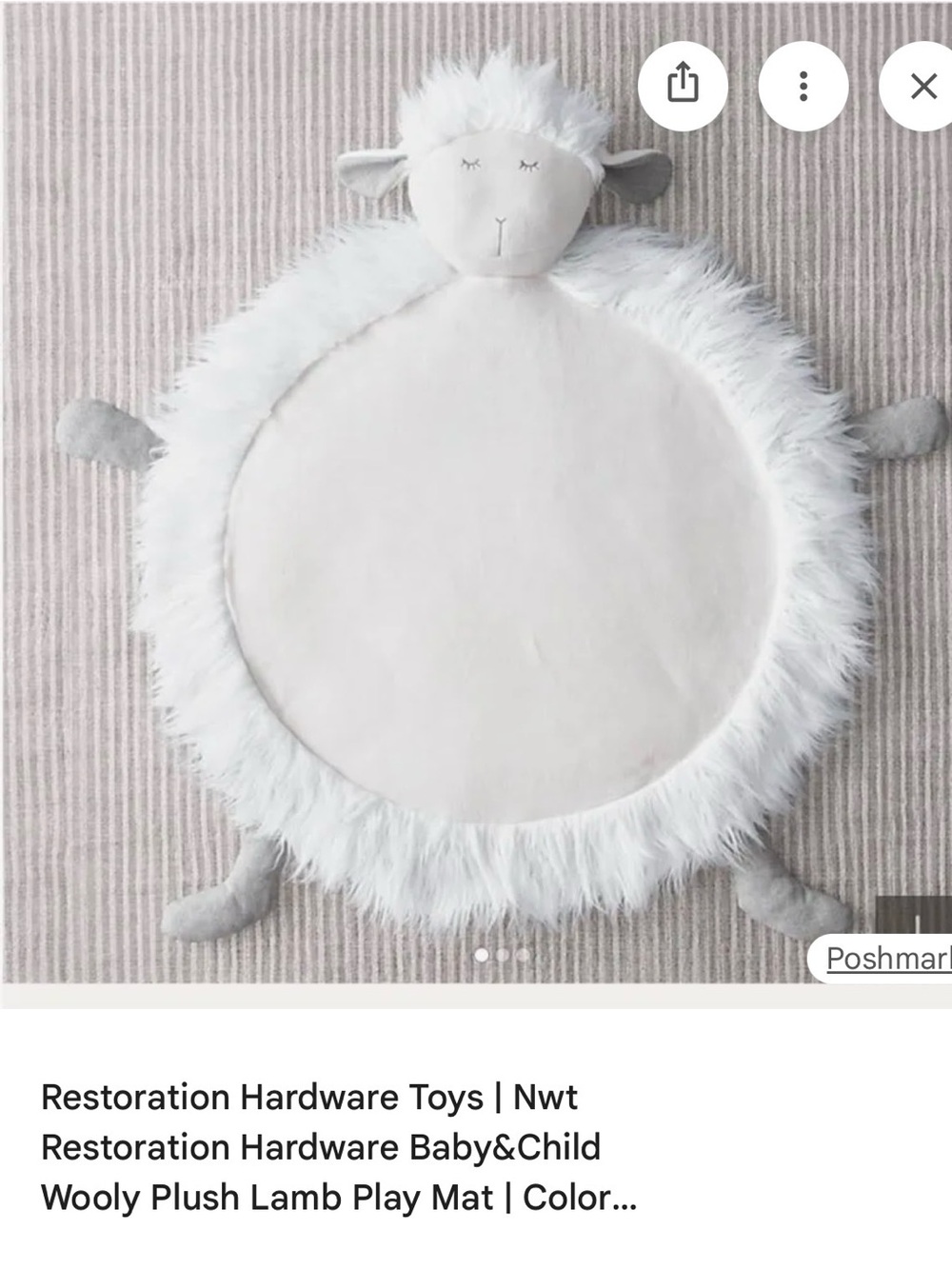 Restoration Hardware Plush Lamb Play Rug in White and Gray